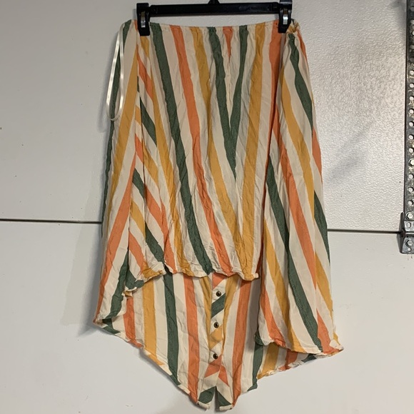 ANTHROPOLOGIE STRIPED HALTER FLOWY DRESS MEDIUM GREEN ORANGE - Picture 6 of 6
